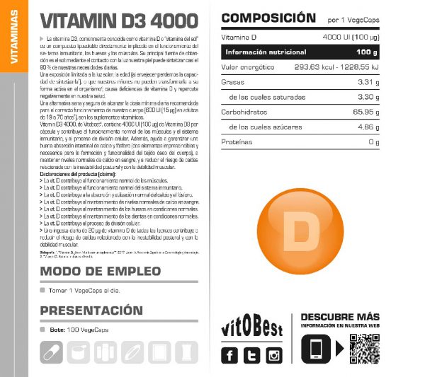 VITAMIN D3 100CP - Imagen 2